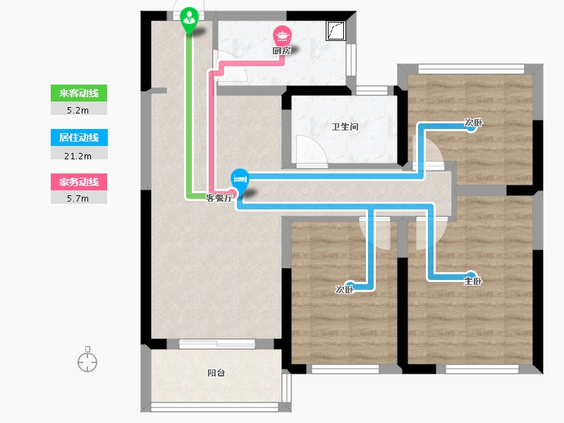 江苏省-南京市-龙湖春江郦城-72.00-户型库-动静线