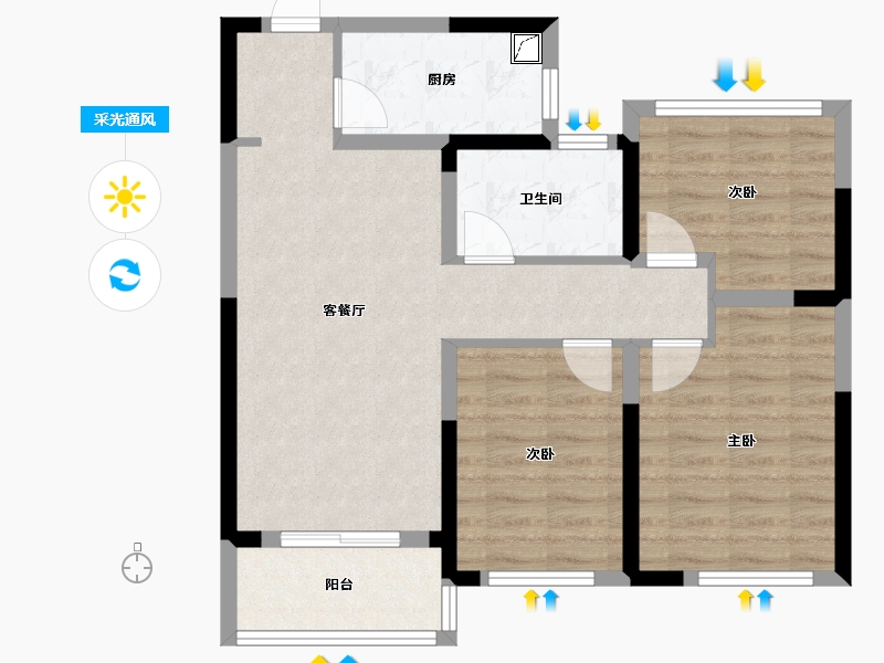 江苏省-南京市-龙湖春江郦城-72.00-户型库-采光通风