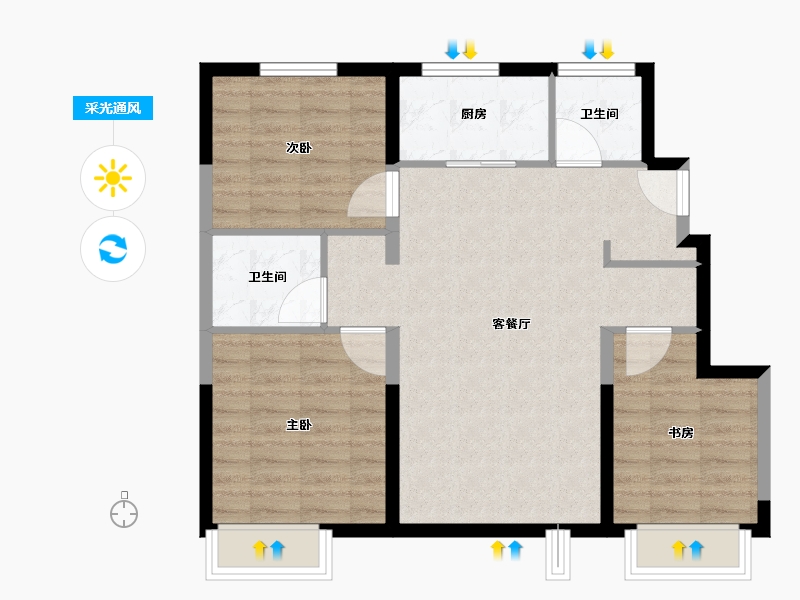 河北省-保定市-涿州华侨城-79.57-户型库-采光通风