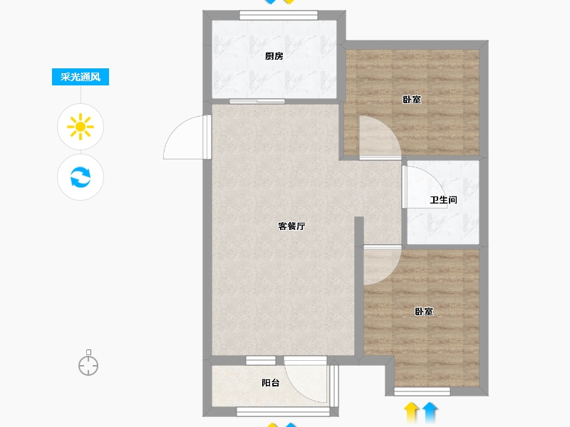 河北省-廊坊市-嘉都TIME-65.93-户型库-采光通风