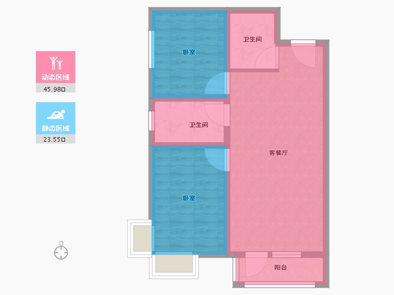 河北省-廊坊市-嘉都TIME-61.77-户型库-动静分区