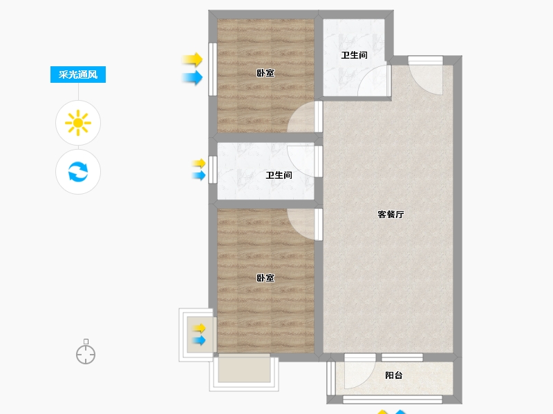 河北省-廊坊市-嘉都TIME-61.77-户型库-采光通风