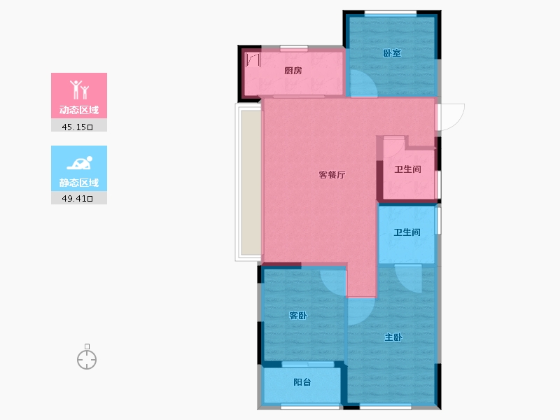 浙江省-杭州市-华景川·云萃天和城-85.01-户型库-动静分区