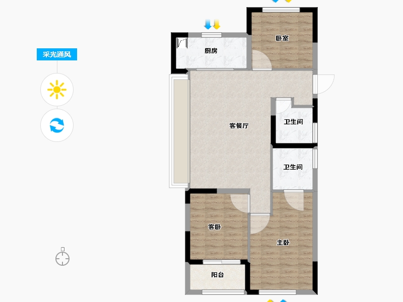 浙江省-杭州市-华景川·云萃天和城-85.01-户型库-采光通风