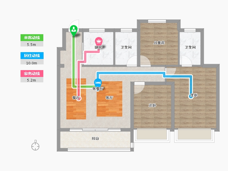 江苏省-苏州市-新城嘉樾时代花园​-86.40-户型库-动静线