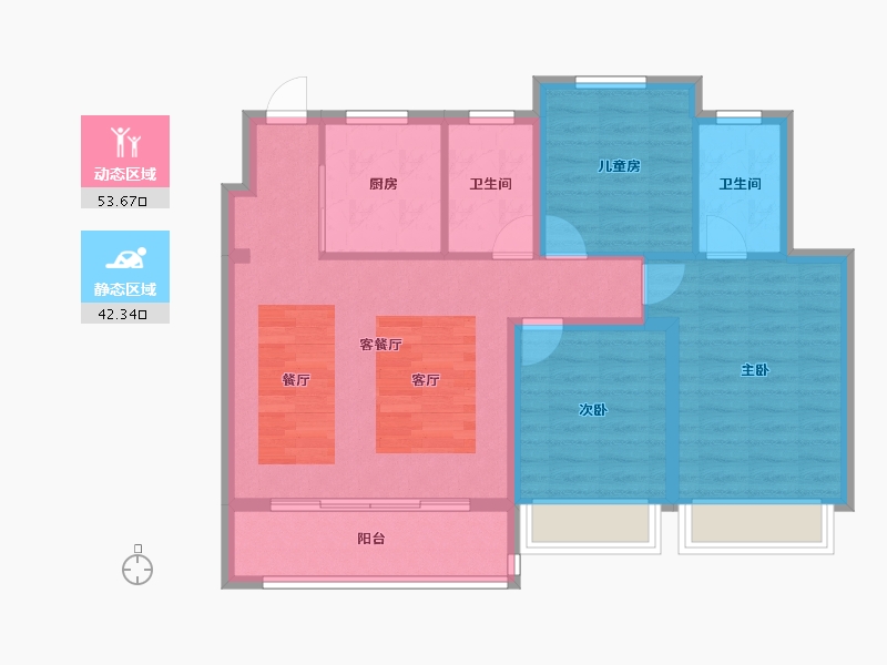 江苏省-苏州市-新城嘉樾时代花园​-86.40-户型库-动静分区