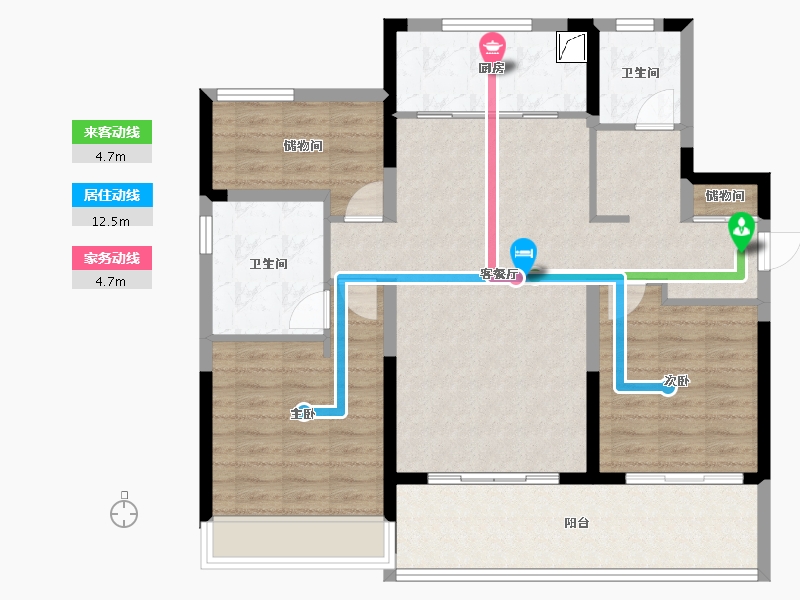 江苏省-南京市-龙湖春江郦城-104.00-户型库-动静线