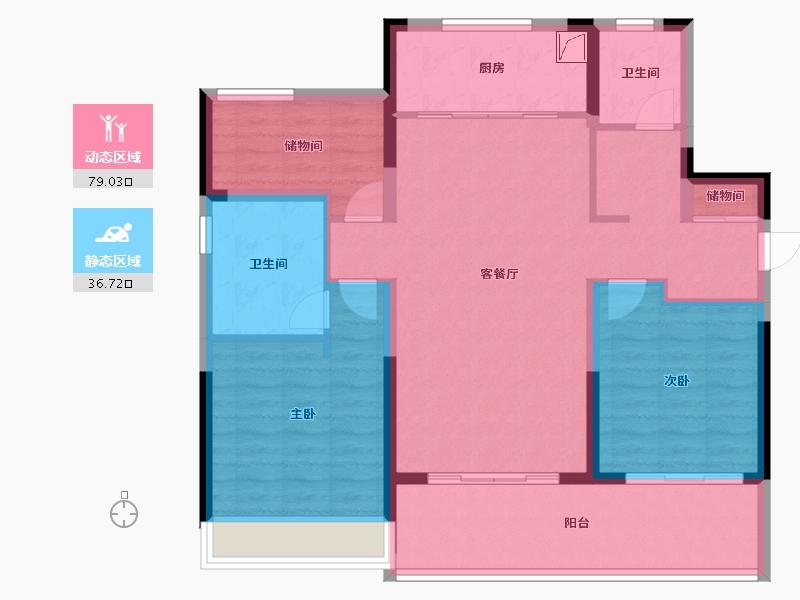 江苏省-南京市-龙湖春江郦城-104.00-户型库-动静分区