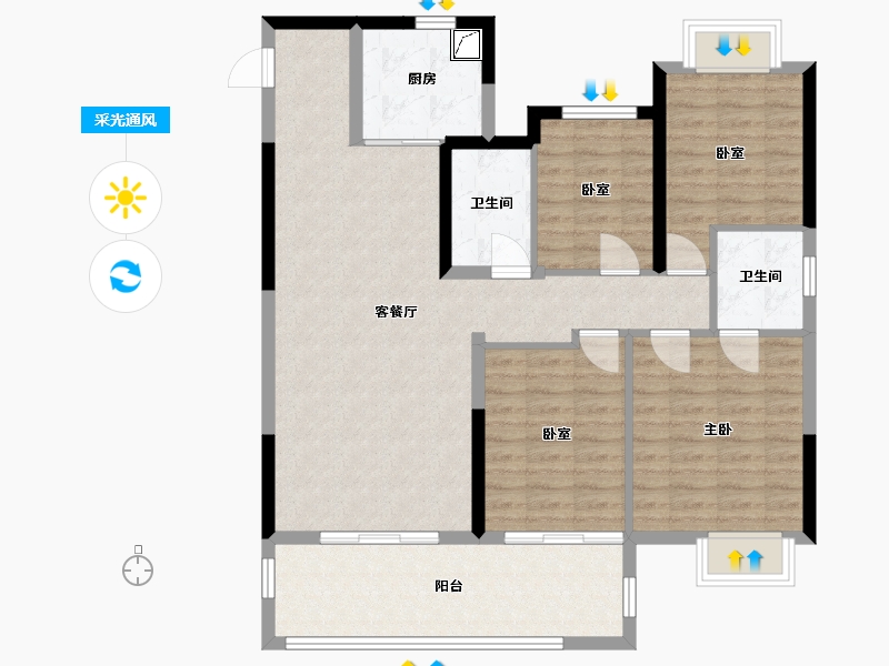 广西壮族自治区-南宁市-建发五象印月-106.40-户型库-采光通风