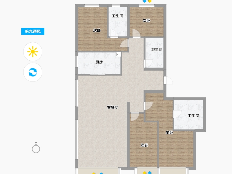 北京-北京市-首开卓越建工·熙悦晴翠-127.77-户型库-采光通风