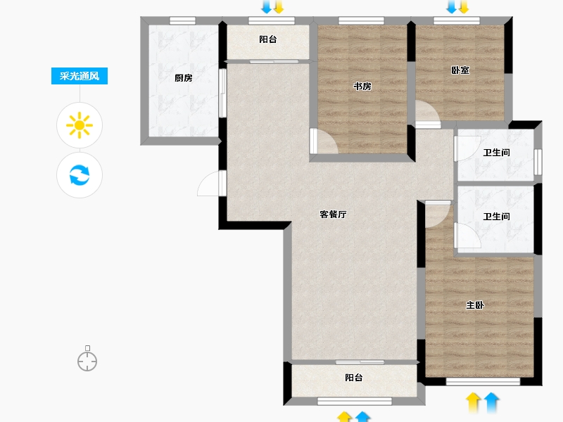 吉林省-长春市-保利香槟-95.06-户型库-采光通风