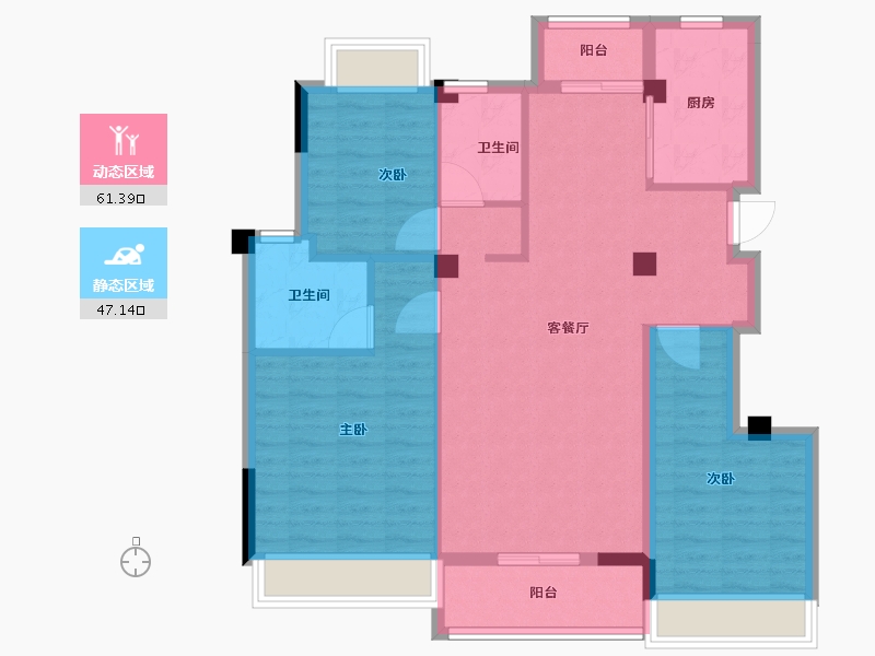 江苏省-南京市-南京高淳雅园-97.60-户型库-动静分区