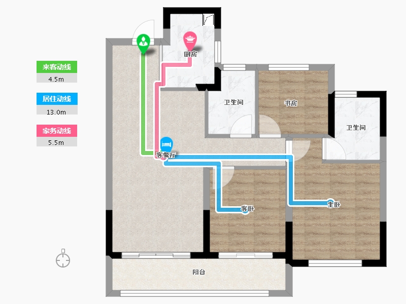 浙江省-杭州市-华景川·云萃天和城-80.40-户型库-动静线