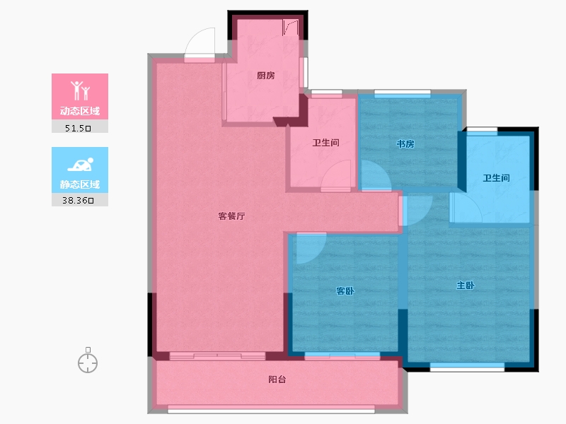 浙江省-杭州市-华景川·云萃天和城-80.40-户型库-动静分区