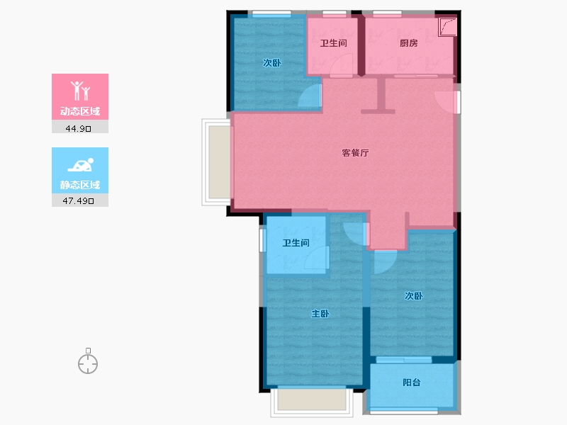 江苏省-南京市-龙湖水晶郦城-82.40-户型库-动静分区