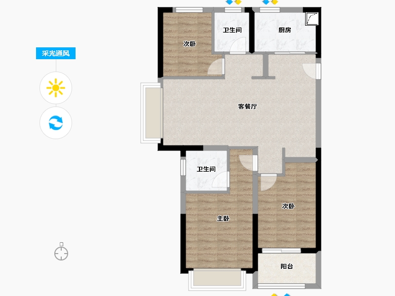 江苏省-南京市-龙湖水晶郦城-82.40-户型库-采光通风