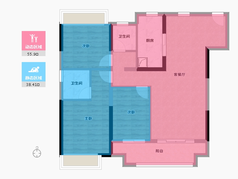 江苏省-南京市-滨江孔雀城-84.00-户型库-动静分区