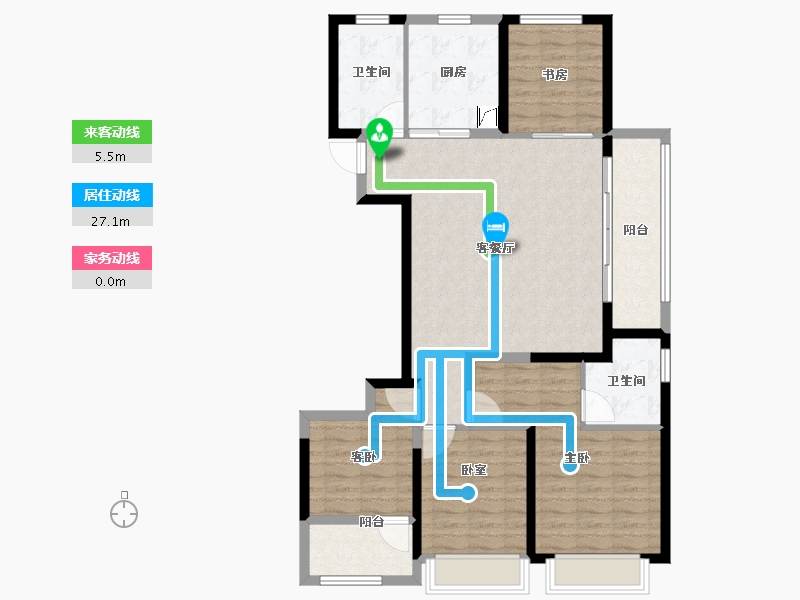 浙江省-杭州市-秦望府-106.40-户型库-动静线