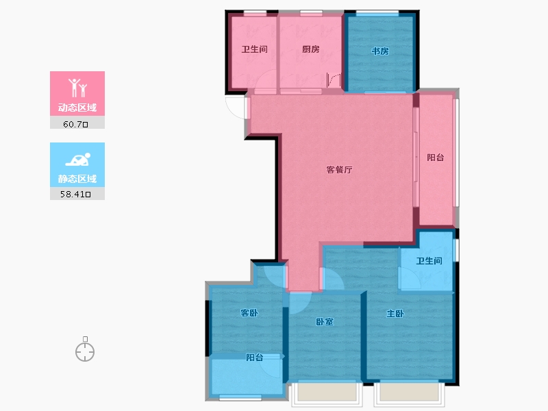 浙江省-杭州市-秦望府-106.40-户型库-动静分区