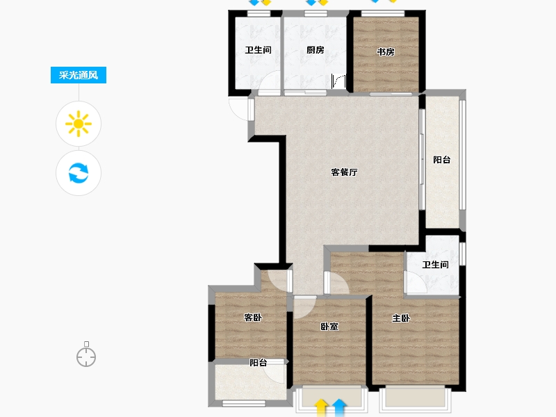 浙江省-杭州市-秦望府-106.40-户型库-采光通风