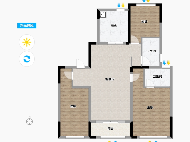 江苏省-南京市-龙湖春江郦城-99.20-户型库-采光通风