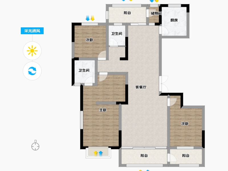 陕西省-渭南市-御府尚苑-123.00-户型库-采光通风