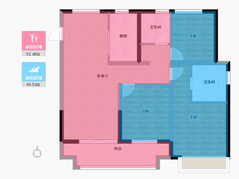 江苏省-南京市-和棠瑞府-83.20-户型库-动静分区