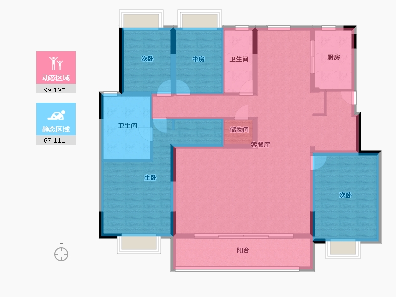 江苏省-南京市-仁恒海和院-150.39-户型库-动静分区