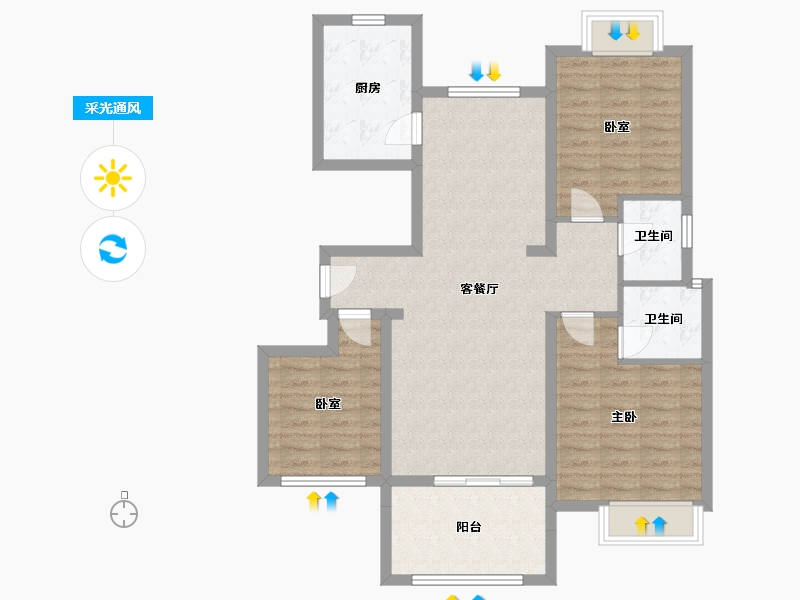 河南省-南阳市-山水绿城-101.00-户型库-采光通风