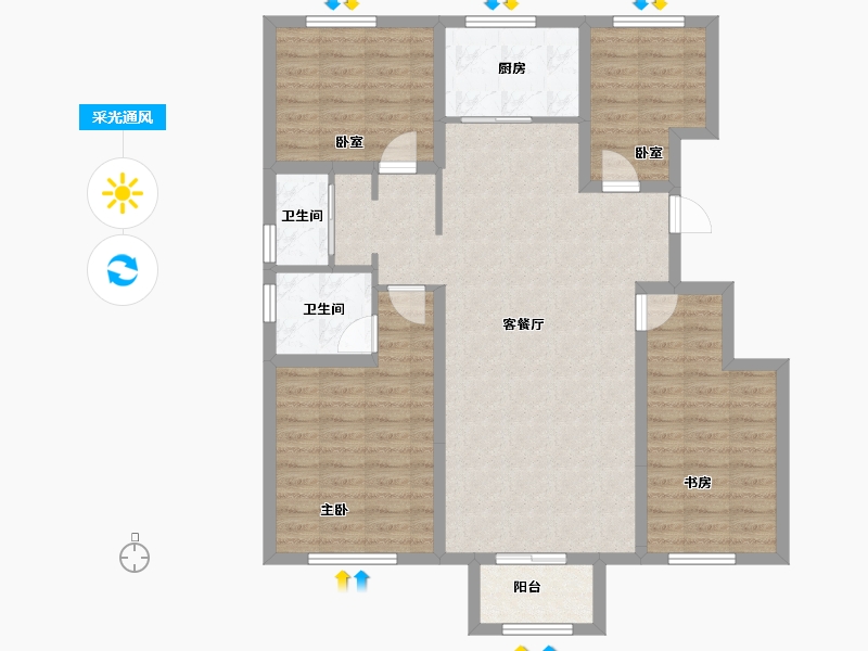 天津-天津市-北新玉龙湾-102.96-户型库-采光通风