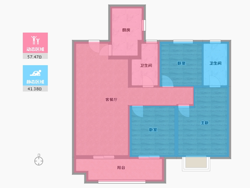 江苏省-宿迁市-宿迁天铂-88.20-户型库-动静分区