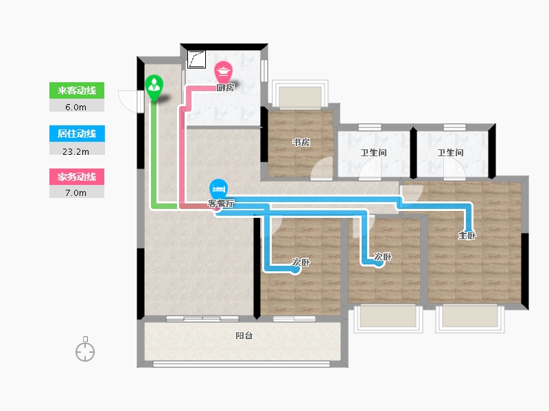 江苏省-南京市-紫樾府-104.00-户型库-动静线