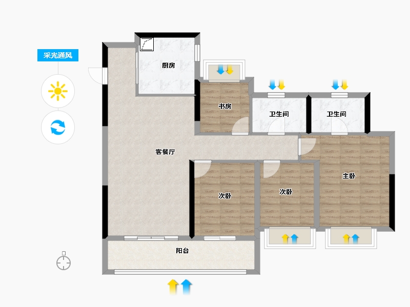 江苏省-南京市-紫樾府-104.00-户型库-采光通风