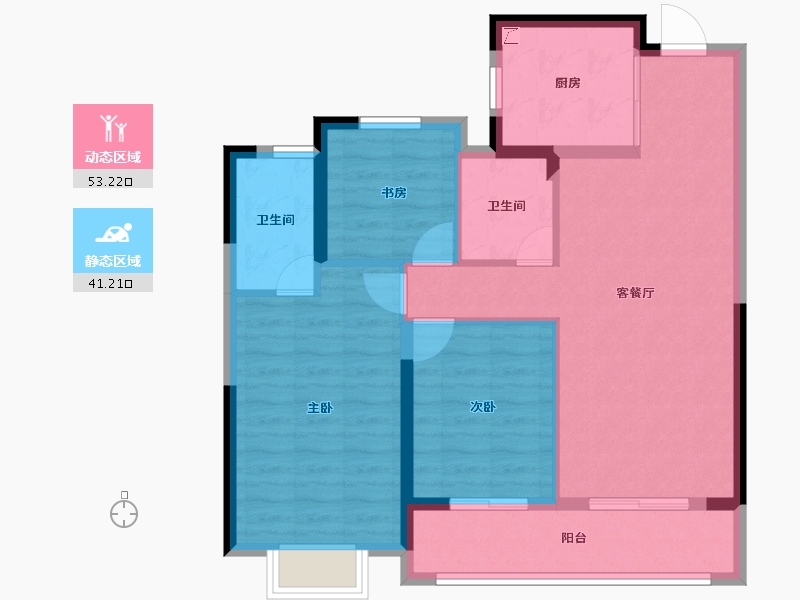 浙江省-杭州市-融信滨望雅庭-84.80-户型库-动静分区