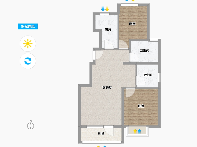 河北省-廊坊市-首开国风悦府-72.00-户型库-采光通风