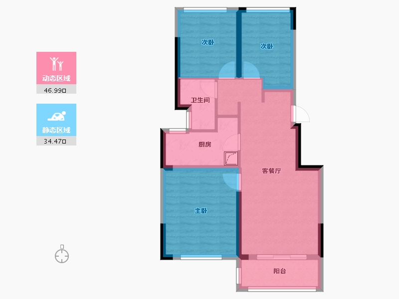 江苏省-南京市-龙湖春江郦城-72.00-户型库-动静分区