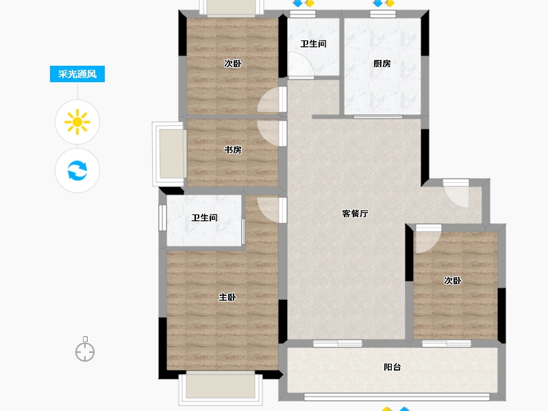 江苏省-南京市-蓝光·雍锦逸境府-94.40-户型库-采光通风