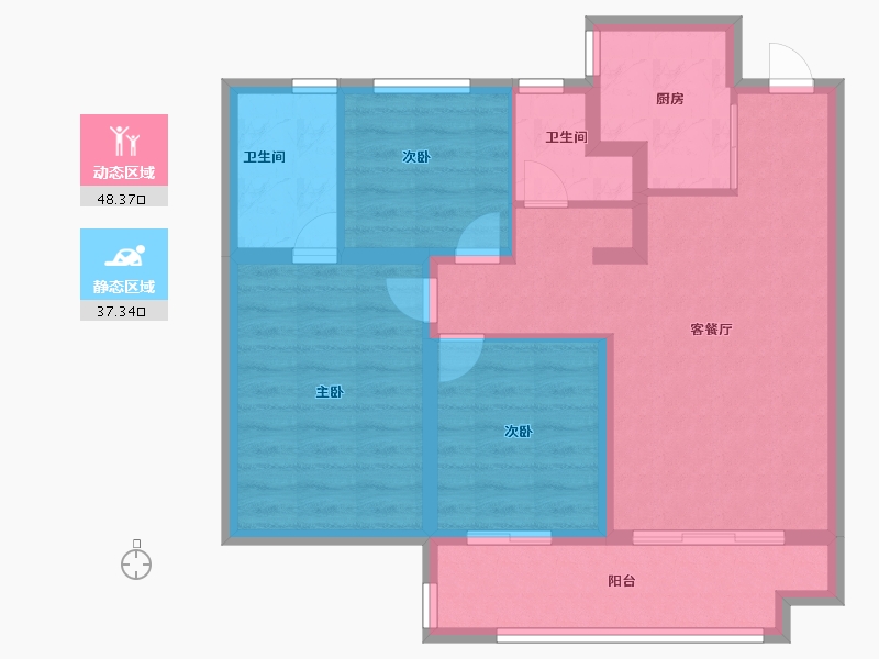 江苏省-南京市-荣盛花语馨城-76.00-户型库-动静分区