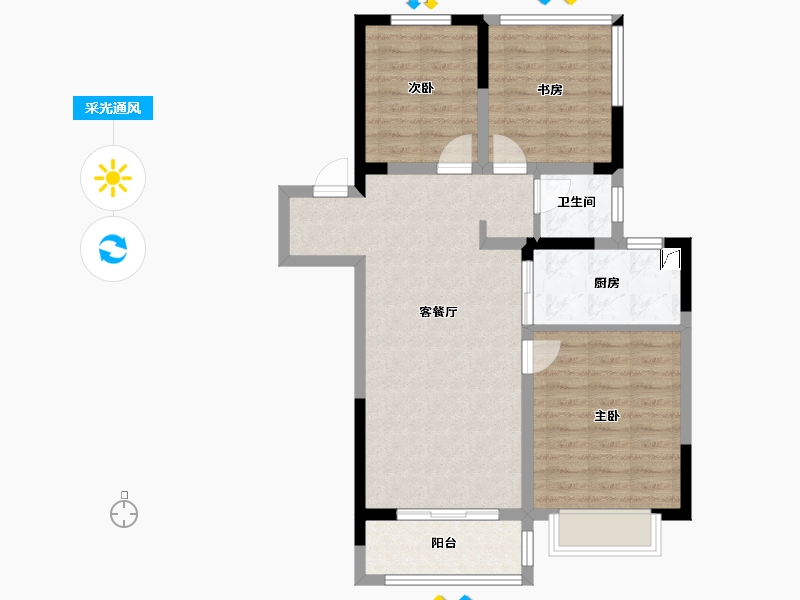 江苏省-南京市-中建国熙公馆-76.01-户型库-采光通风