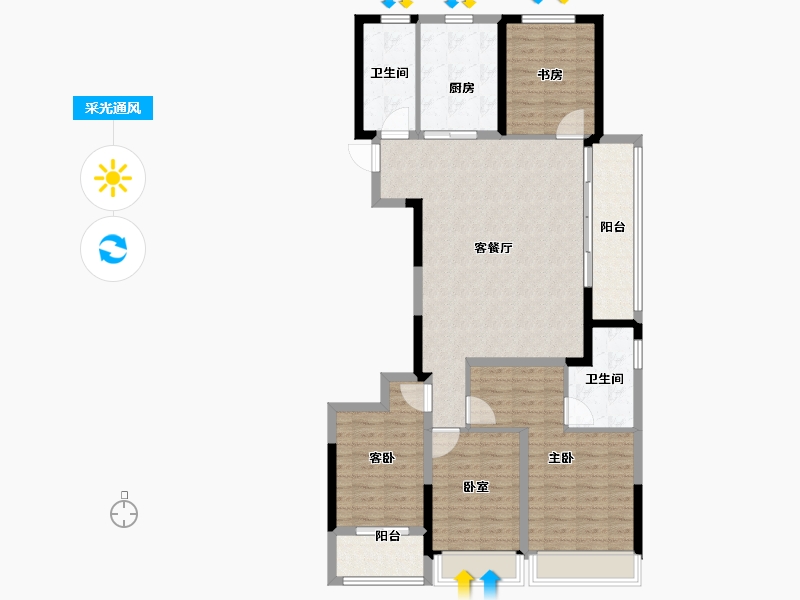 浙江省-杭州市-秦望府-115.00-户型库-采光通风