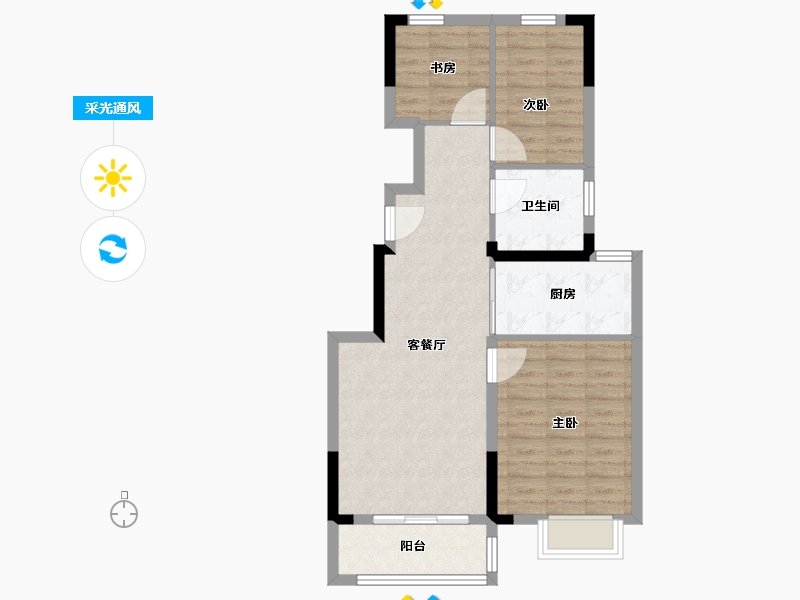 江苏省-南京市-中建国熙公馆-71.20-户型库-采光通风