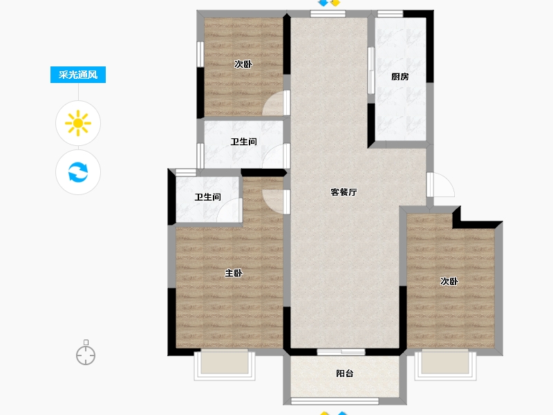 江苏省-南京市-紫晶美域-96.80-户型库-采光通风