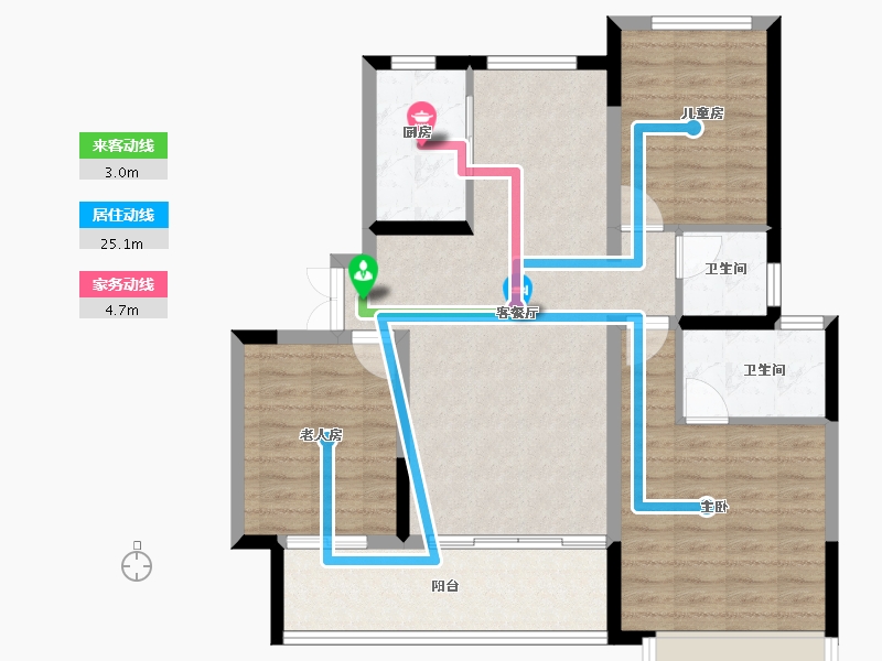 江苏省-南京市-昱龙府-90.40-户型库-动静线