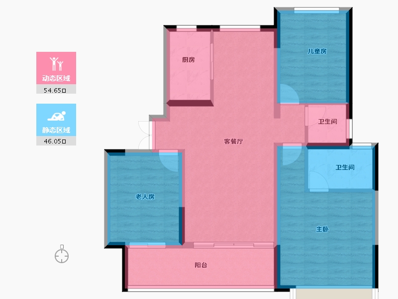 江苏省-南京市-昱龙府-90.40-户型库-动静分区