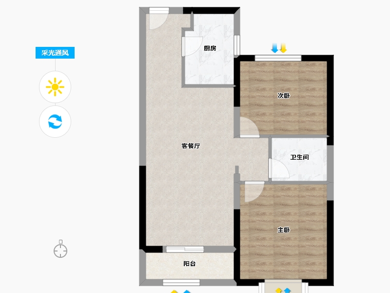 天津-天津市-新城·玺樾熙棠​-64.00-户型库-采光通风