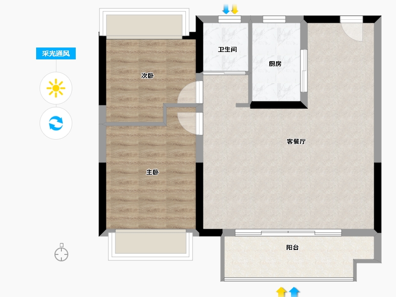 江苏省-南京市-滨江孔雀城-71.20-户型库-采光通风