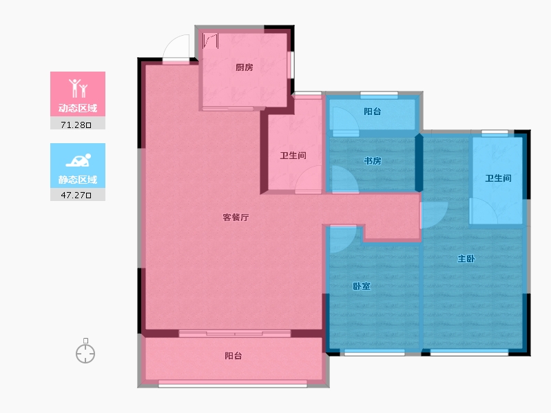 浙江省-杭州市-秦望府-106.51-户型库-动静分区