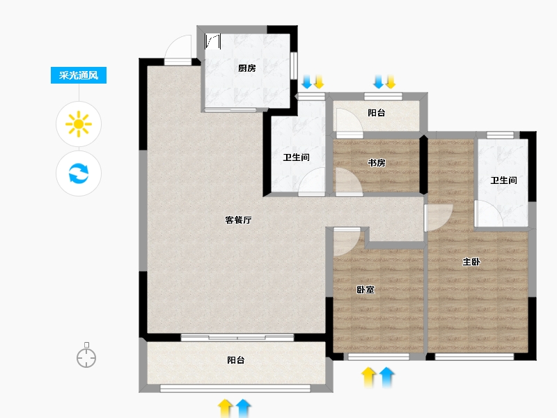 浙江省-杭州市-秦望府-106.51-户型库-采光通风