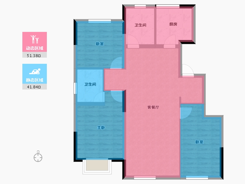 吉林省-长春市-宝裕悦兰湾-83.82-户型库-动静分区