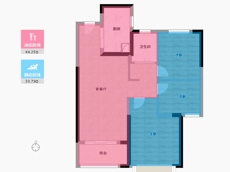 江苏省-南京市-龙湖水晶郦城-66.40-户型库-动静分区